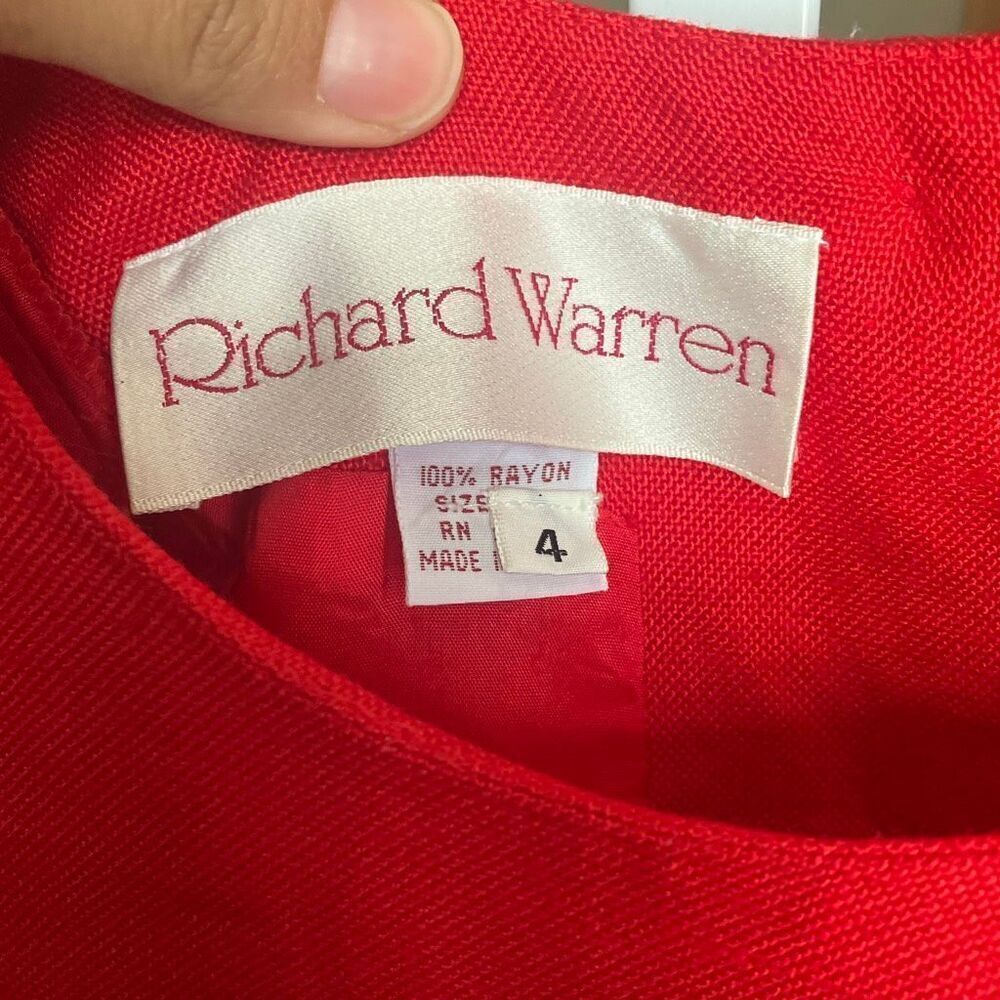 Richard Warren vintage Scoop Neck Red scalloped hem button down back Blazer 4 #7 - Picture 6 of 6
